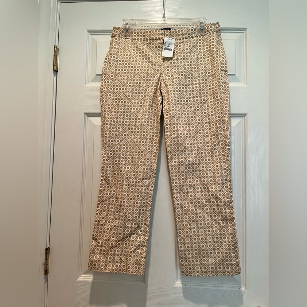 J. Crew City Fit Stretch Womens Pattern Flat Front Chino Casual Pants Sz 2 NWT